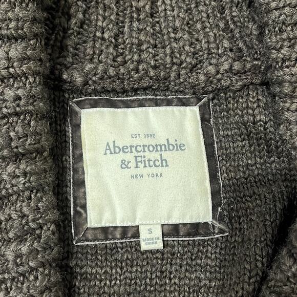 Abercrombie & Fitch Women’s Shawl Collar Sweater Size S Brown Chunky Knit Wool - Picture 3 of 7